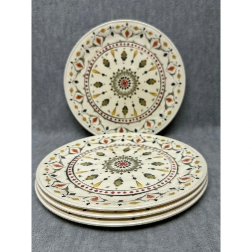 Threshold Dinner Plates Cream Multicolor Melamine Geometric Mandala Set of‎ 4